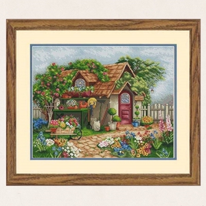 自己绣花园小屋十字绣欧式田园风景线绣14ct小格印花可爱小房子款