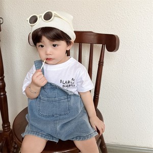 婴幼儿夏装新款牛仔背带裤小童夏季连身衣服白色短袖T恤两件套装