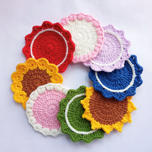 向日葵毛线编织杯垫 手工钩针花朵diy材料包隔热防滑餐垫用品