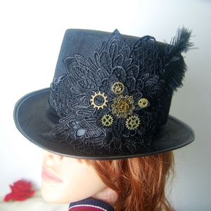 蒸汽朋克帽子玫瑰lolita小礼帽配饰齿轮基佬 聚会 演出装饰帽子