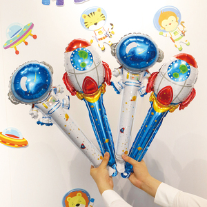 儿童节61太空主题手持打击棒火箭气球学校幼儿园运动会助威加油棒