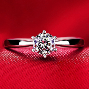 老凤祥和莫桑石钻戒pt9501-1克拉六爪男女白