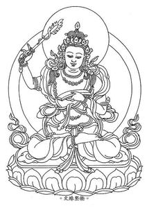 15~28藏式密宗 佛像手描金 画文殊菩萨大吉祥天母白妙音佛母白描