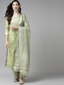 印度民族风情女装棉混纺圆领套头薄款日常服饰3件套绿色现货