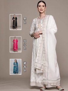 印度服饰女装民族风旁遮比 3件套纯棉印花 3色 新品 013