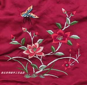手工绣品北京老绣片京绣手工刺绣花鸟真丝布民族风中国风丝绸绣花