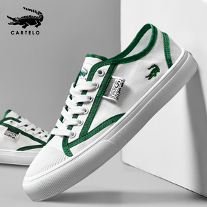 鳄鱼帆布鞋男夏季透气男鞋男士休闲鞋子贝壳头小白鞋夏款板鞋布鞋