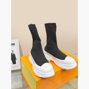 麦昆袜子靴女2022超火袜子鞋弹力针织鞋袜一体鞋女袜靴瘦瘦靴短靴