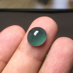 【结缘】老坑冰种起光蓝水蛋面精品裸石戒面缅甸天然翡翠小蔡珠宝