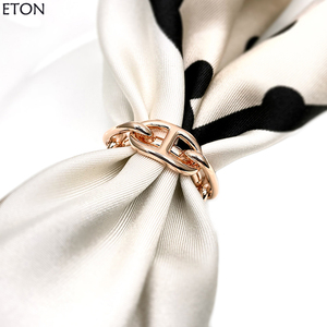 高档猪鼻孔丝巾扣镀真金围巾扣环百搭真丝围巾扣披肩扣金色方巾扣