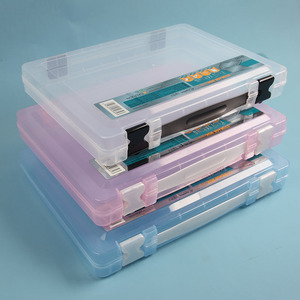 A4加透明文件盒档案盒 塑料资料盒手提便携橡皮章考试材料收纳盒