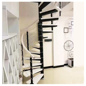旋转楼梯 厂家定制 钢木玻璃楼梯 室内旋转弧形loft公寓楼梯安装