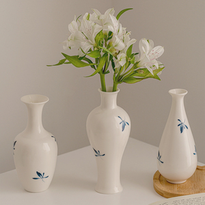 青花瓷陶瓷花瓶摆件客厅插花轻奢高级感景德镇中式古典水养鲜花小