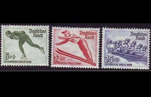 德国邮票 1936年 第四届冬季奥运会冬奥会3全新 (主办国)原胶贴票
