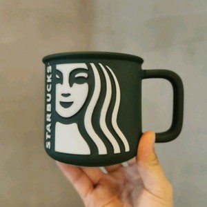 星巴克周年庆新品杯子2020墨绿色女神浮雕款陶瓷马克杯咖啡水杯