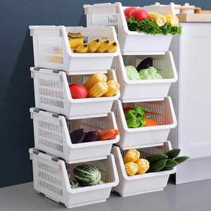 厨房置物架塑料落地式家用果蔬放菜篮子多层菜筐储物架玩具收纳盒