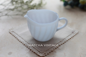 抹茶|vintage美国fire king swirl石青蓝奶玻璃奶壶奶罐 全新贴标