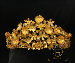 万宝德纯银镀金汉服花冠步摇超仙气珍珠宝石头饰发冠新娘大婚凤冠