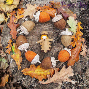 澳洲papoose toys进口木制羊毛 天然彩虹橡子宝宝 儿童过家家果实