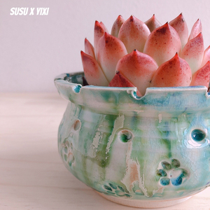 一卌花盆2件包邮新款国风卡卡大口径良古烧景德镇手工东云多肉盆