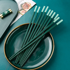 客满多抗菌新合金筷餐厅酒店北欧绿防滑筷子家用10双创意高档套装