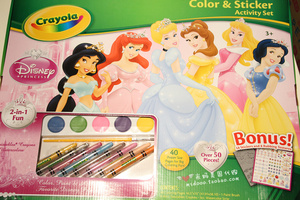 绘儿乐crayola迪士尼公主汽车总动员 蜡笔颜料绘画填色文具套装