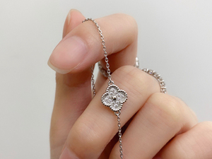 二手闲置品vca梵克雅宝sweet alhambra系列18k白金满钻小花手链