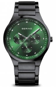 原装白令BERING 经典腕表 男士石英手表绿色不锈钢表带11740-728