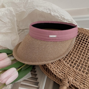 INZINA粉色太美了！大头空顶帽女夏季新款发卡遮阳帽日本发箍帽子