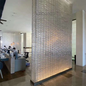 实心玻璃砖带孔水晶砖高墙气泡砖带槽售楼部前台隔断玄关背景墙砖