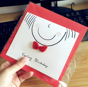 微笑生日卡(生日贺卡 祝福贺卡 材料包 手工贺卡 diy)rz3