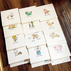 简约十二生肖生日贺卡diy贺卡材料包祝福贺卡印logo手工贺卡dz2