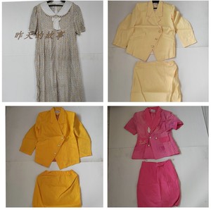 怀旧老库存 90年代女式服装 夏款彩色短袖套装 棉布 雪纺连衣裙