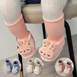婴儿鞋子秋冬季0-3-9个月8女宝宝棉鞋袜步前鞋男一岁幼儿鞋加绒新