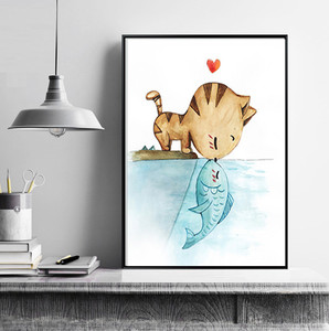 满钻钻石画十字绣小猫咪新款竖版客厅儿童房卧室猫鱼之恋卡通钻绣