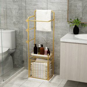 北欧铁艺浴室置物架家用洗漱台毛巾架落地浴巾架卫生间多层收纳架