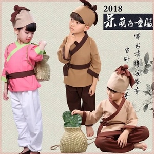 幼儿童古装汉服男童女童小孩古代农民夫妻衣服牛郎织女表演出服装