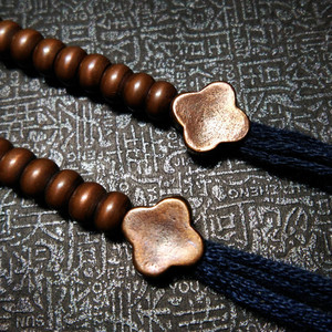 藏传老款梅花红铜紫铜计数器108佛珠金刚星月背云卡子复古配饰1