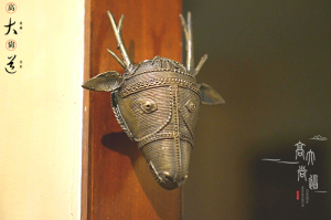 西洋老铜器纯铜手工鹿头挂饰壁挂 镇宅风水古董收藏摆件 高大尚道