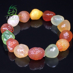 肖雅斋天然新疆阿拉善玛瑙手链戈壁七彩玛瑙彩宝手串原石佛珠