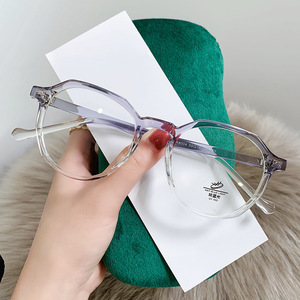 半透明灰渐变眼镜框男女网红多边形配近视100度125度150度175度潮