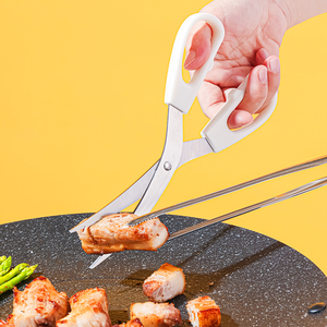 韩式烤肉剪刀弯头切肉剪不锈钢烧烤剪肉神器韩国烤肉专用剪.4259