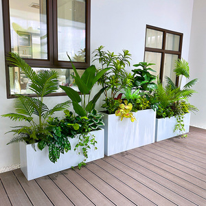 wo+仿真绿植造景葵树花箱花槽搭配植物盆景组合隔断阳台楼梯装饰