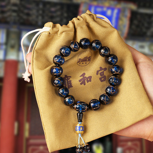 雍和宫香灰琉璃手串传统色烧瓷饰品情侣好运男女香灰吞金兽手链