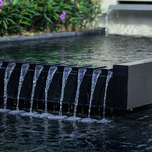 广东英德黑山石景石流水定制售楼处大型水景庭院造景异形水钵加工