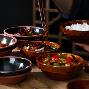 土碗餐具农家复古四川扣肉蒸肉的盘子大老式仿古怀旧粗瓷传统蒸碗