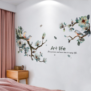 温馨花鸟创意墙贴画寝室宿舍墙面装饰墙壁纸自粘卧室床边墙画贴纸