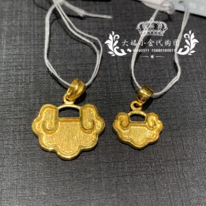 周大福如意锁纳福锁包祥云金锁足金黄金吊坠计价f197788宝宝礼物
