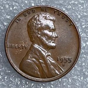【满6单包邮】 1955s美国林肯麦穗1美分铜币外国硬币纪念幸运钱币