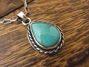 日本代购 north works 手工制 男士日系大颗粒绿松石水滴吊坠项链